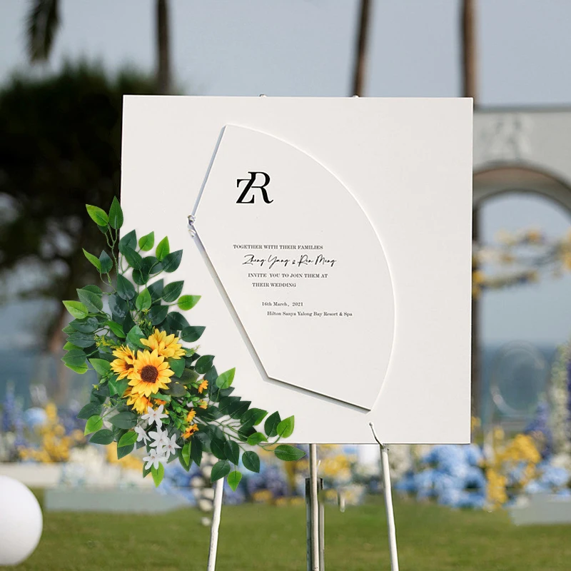 Künstliche Hochzeitsbogen-Blumen, Boho-rote Rose, Eukalyptus-Girlande, Vorhänge, Heimdekoration, Hochzeitsdekorationen, Willkommensschild 5