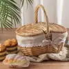 Handgefertigter Picknickkorb aus Weide mit Griff, Mehrzweck-Weidenkorb, Geflochtene Aufbewahrungsbox für Outdoor-Camping und Obst 1