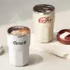 WORTHBUY Kaffeetasse mit Deckel und Griff, 304 Edelstahl, Tee, Milch, Kaffeetasse, doppelwandig, isoliert, Anti-Verbrühungs-Trinkbecher 4