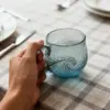 Seeglas-Wellenbecher, mundgeblasene Ozeanwellen-Glasbecher, einzigartige strukturierte Strand-Themenbecher für Tee, Wein, handgefertigt, Meerinspektion 6