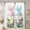 2Pcs Ostern Ei Gnome Kaninchen Gedruckt Fenster Vorhang Für Schlafzimmer Büro Küche Wohnzimmer Und Studie Stange Loch Fenster 6