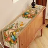 1 Stück Frühlings-Osterhasen Blumenei Tischläufer aus Leinen mit 2D-Druck, Dekoratives Geschenk für Esstisch, Küche, Wohnzimmer, Heimdekoration