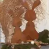 [2D Flach] 2 Stück Rustikale Gusseisen Hasen Gartenstecker - Rostmetall Hasen-Skulpturen Geeignet für Ostern, Frühling, Outdoor/Deko 5
