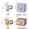 Disney Tier-Keramikbecher, hitzebeständig, für Kaffee, Frühstück, Milch, Haferflocken, mit Henkel, großes Fassungsvermögen, Relief-Paarbecher, Geschenk 6