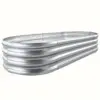 [Gegalvanisiertes Hochbeet für den Garten] 1er-Pack Land Guard verzinktes Hochbeet-Set – ovale große Pflanzgefäß-Gartenboxen aus Metall für