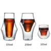 YWDL Neuer Kreativer Doppelwandiger Glasbecher Espresso-Kaffeetasse Verbrühungssicherer Milch-Party-Brandy-Wein-Teetasse 120/250/335ml 6