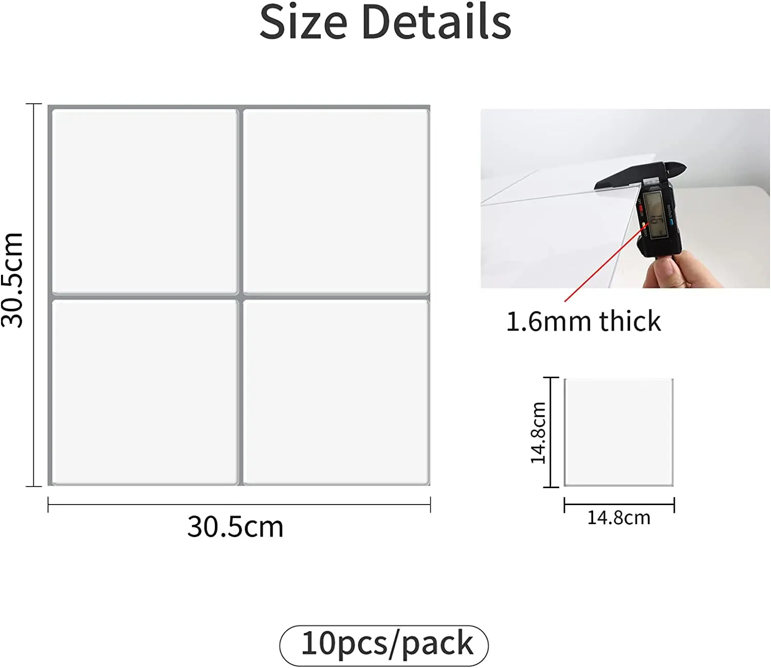 10 Stück 3D-Gitterversion zum Abziehen und Aufkleben von Fliesen, verdickt, quadratisch, wasserdicht, 3D-Küche, Badezimmer, Wandaufkleber für Heimdekoration 4