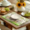 4 Stück Oster-Kaninchen-Tischsets, 4er-Set, Frühlings-Osterei-Hasen-Blumen, florale Tischsets, 30,5 x 45,7 cm, saisonaler Bauernhaus-Stoff-Tisch 2