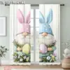 2Pcs Ostern Ei Gnome Kaninchen Gedruckt Fenster Vorhang Für Schlafzimmer Büro Küche Wohnzimmer Und Studie Stange Loch Fenster 5