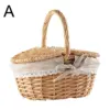 Handgefertigter Picknickkorb aus Weide mit Griff, Mehrzweck-Weidenkorb, Geflochtene Aufbewahrungsbox für Outdoor-Camping und Obst