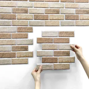 3D Wanda uf kleber selbst klebende Kunst ziegel Wand paneel schälen und kleben Fliesen Backs plash für Küche Schlafzimmer wasserdichte Fliesen Aufkleber