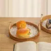 Aufbewahrungskorb mit Rattan-Riemengriff, Brot, Snack, Obst, rundes rundes Tablett, Picknick, gewebter Aufbewahrungskorb 5