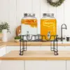 3,8L Doppel-Getränkespender-Set mit Metallständer, Auslaufsichere Zapfhähne, Glas-Getränkespender für Partys, Grillabende & Hochzeiten 6