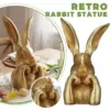 Niedliche Hasenfigur aus Kunstharz, Kreative Vintage Goldene Häschen-Statue für Ostern, Heimdekoration, Schreibtisch, Frühlings-Hasen, Osterdekoration 4
