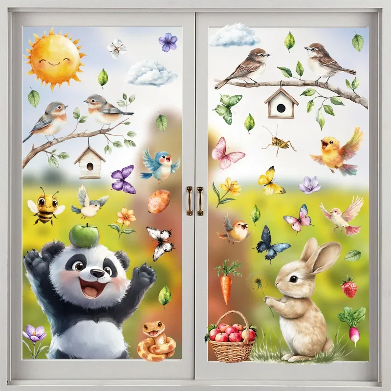 2025, neue Amazon Spring Glas, statische Dekoration, Wandaufkleber, Schlafzimmer, Einkaufszentrum, saisonale dekorative Fensteraufkleber