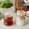 2/4/6PCS INS Glas Tasse Wärme-beständig Tumbler Drink Transparent Tee Saft Milch Kaffee Becher Hause wasser Gläser Streifen Bier Becher 6