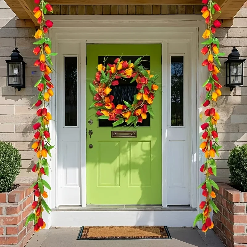 Neue verschlüsselte Imitation Tulpenrebe für festliche Zuhause, Hochzeit, Outdoor-Dekoration, Türbehang, Blumen-Tulpenrebe 6