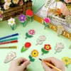 10 stücke Frühlings blume hängen Ornament Rose Sonnenblume Holz anhänger für Frühling Haupt dekorationen DIY Malerei Geschenke Verpackung 2