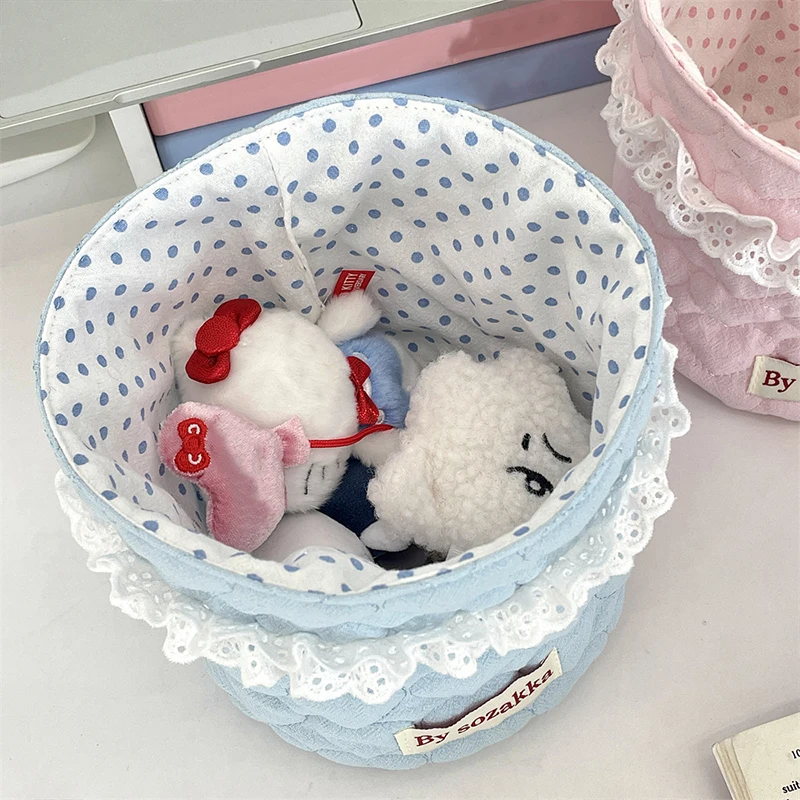 Trendiger Aufbewahrungskorb, Niedlicher Faltbarer Runder Stoff-Desktop-Aufbewahrungsbox, Boho Kleiner Stoff-Aufbewahrungskorb Organizer Wohndekor 5