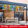 VIKAMA Buntes Osterbanner, Wandteppich, niedlicher Hase, Osterei, Zaun, dekoratives Tuch, für den Außenbereich, Hof, Veranda, Party 2
