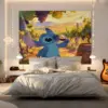 Mädchenhaftes Schlafzimmer Niedliches Stitch-Vineyard-Muster Druck-Wandteppich Wohnzimmer Wandbehang Lässiges Raumthema Personalisierte Raumdekoration
