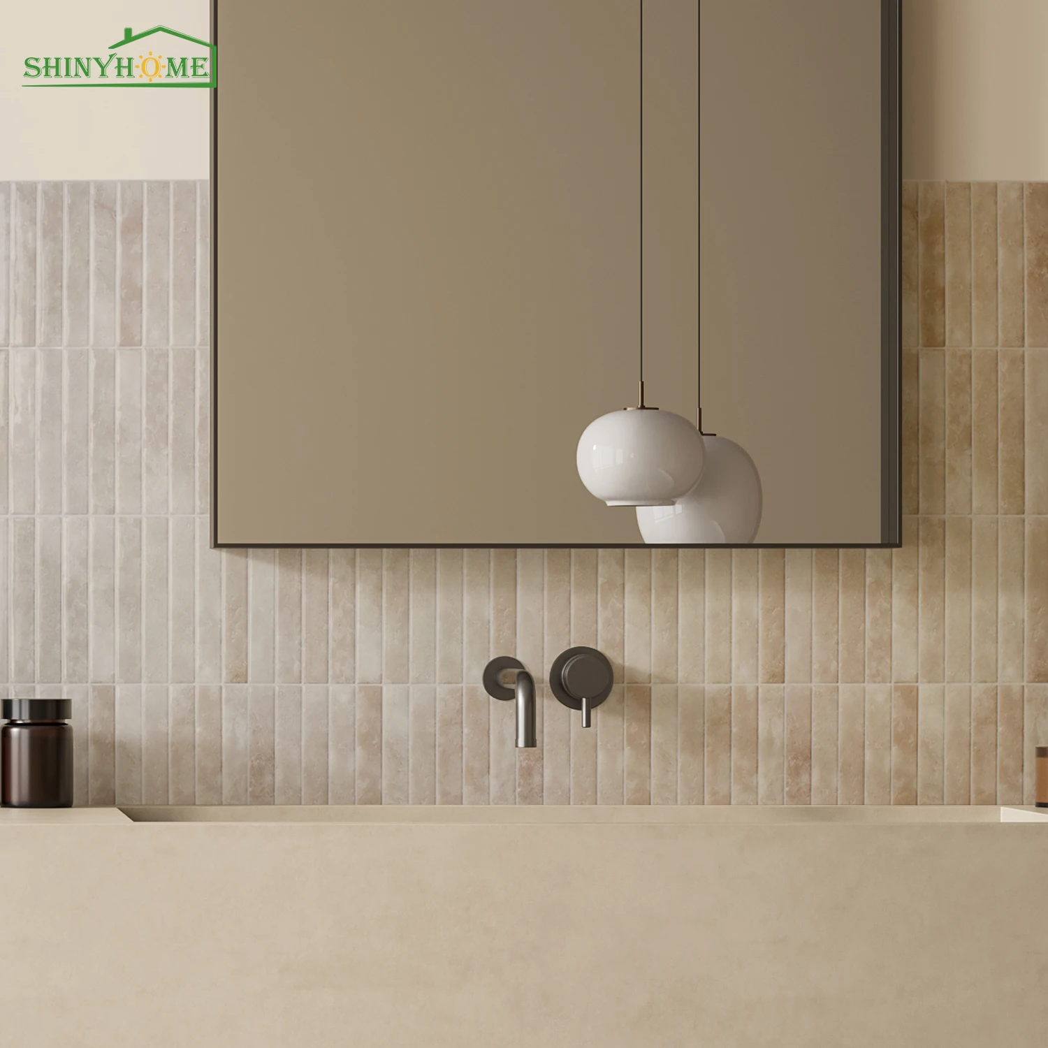 Shinyhome 1/10 Stück beige selbstklebende Wandfliesen – hitze- und wasserfest, ohne Fugen, leicht zu reinigen, perfekt für Küchenrückwände. 5