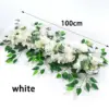 100 cm Luxus Weiße Rose Künstliche Blume Reihe Hochzeit Tischdekoration Blumen Hintergrund Wand Bögen Dekor Party Bühne Floral 6