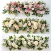 100 cm Luxus Weiße Rose Künstliche Blume Reihe Hochzeit Tischdekoration Blumen Hintergrund Wand Bögen Dekor Party Bühne Floral 3