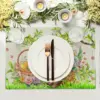 4 Stück Oster-Kaninchen-Tischsets, 4er-Set, Frühlings-Osterei-Hasen-Blumen, florale Tischsets, 30,5 x 45,7 cm, saisonaler Bauernhaus-Stoff-Tisch 3