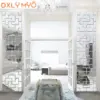 3D kreative Wandaufkleber geometrische Viereck Design Acryl Spiegel Aufkleber Wohnzimmer Schlafzimmer Veranda TV Hintergrund Wand Dekor 2
