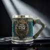 Wikinger-Axt Bierkrug Mittelalterlicher Piratenstil Edelstahl Kaffeetasse Tankard Trinkgefäß für Zuhause Bar Party Geschenkidee 2