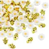 100 Stück Bienen-Blumen-Harz-Handwerk, niedliche Mini-3D-Hummel-Flatback-Ornamente für Schmuckherstellung, DIY-Gänseblümchen-Zubehör, Handydekoration