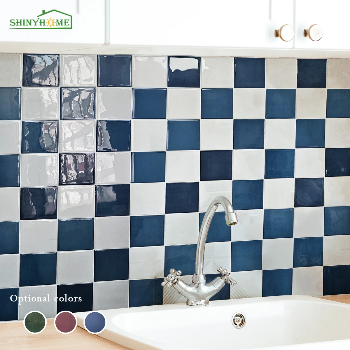 10/30 PC 3D-Mosaik-Stil, selbstklebende Wandfliesen, Küchenrückwand, geeignet für Küchenwanddekoration, quadratisch, 10,5 x 10,5 Zoll 5