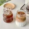 2/4/6PCS INS Glas Tasse Wärme-beständig Tumbler Drink Transparent Tee Saft Milch Kaffee Becher Hause wasser Gläser Streifen Bier Becher 4