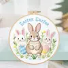 Oster-Frühlings-Hase Blumen-Stickerei DIY-Set 2026 Handgemachtes Anfänger-Stickerei-Material-Kit mit EN-Anleitung Geschenk 2