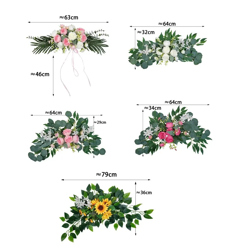 Künstliche Hochzeitsbogen-Blumen, Boho-rote Rose, Eukalyptus-Girlande, Vorhänge, Heimdekoration, Hochzeitsdekorationen, Willkommensschild 6