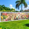 VIKAMA Oster-Tulpen-Wandteppich mit Niedlichem Hase, Blumenfeld und Ostereiern, Banner für Wohnzimmer, Sofa-Hintergrund, Raumdekoration 6