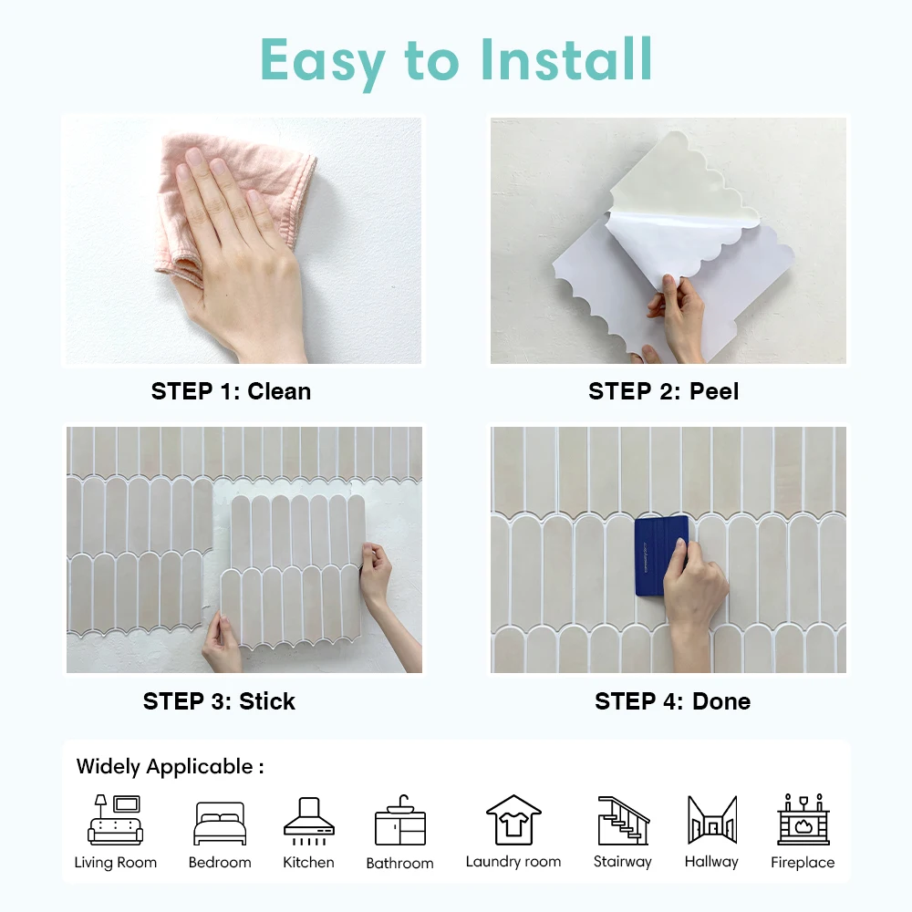 1/10 Stück 3D-dekorative Fliesenaufkleber, 3D-Fischschuppentexturen, matt 30 cm x 30 cm, wasser- und schimmelresistent, für Küche und Badezimmer W 6