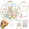Oster-Frühlings-Hase Blumen-Stickerei DIY-Set 2026 Handgemachtes Anfänger-Stickerei-Material-Kit mit EN-Anleitung Geschenk 6