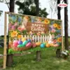 VIKAMA Niedliches Kaninchen-Osterei-Thema-Hintergrundbanner für draußen, drinnen, Wohnzimmer, Schlafzimmer, Büro, Heimdekoration 3