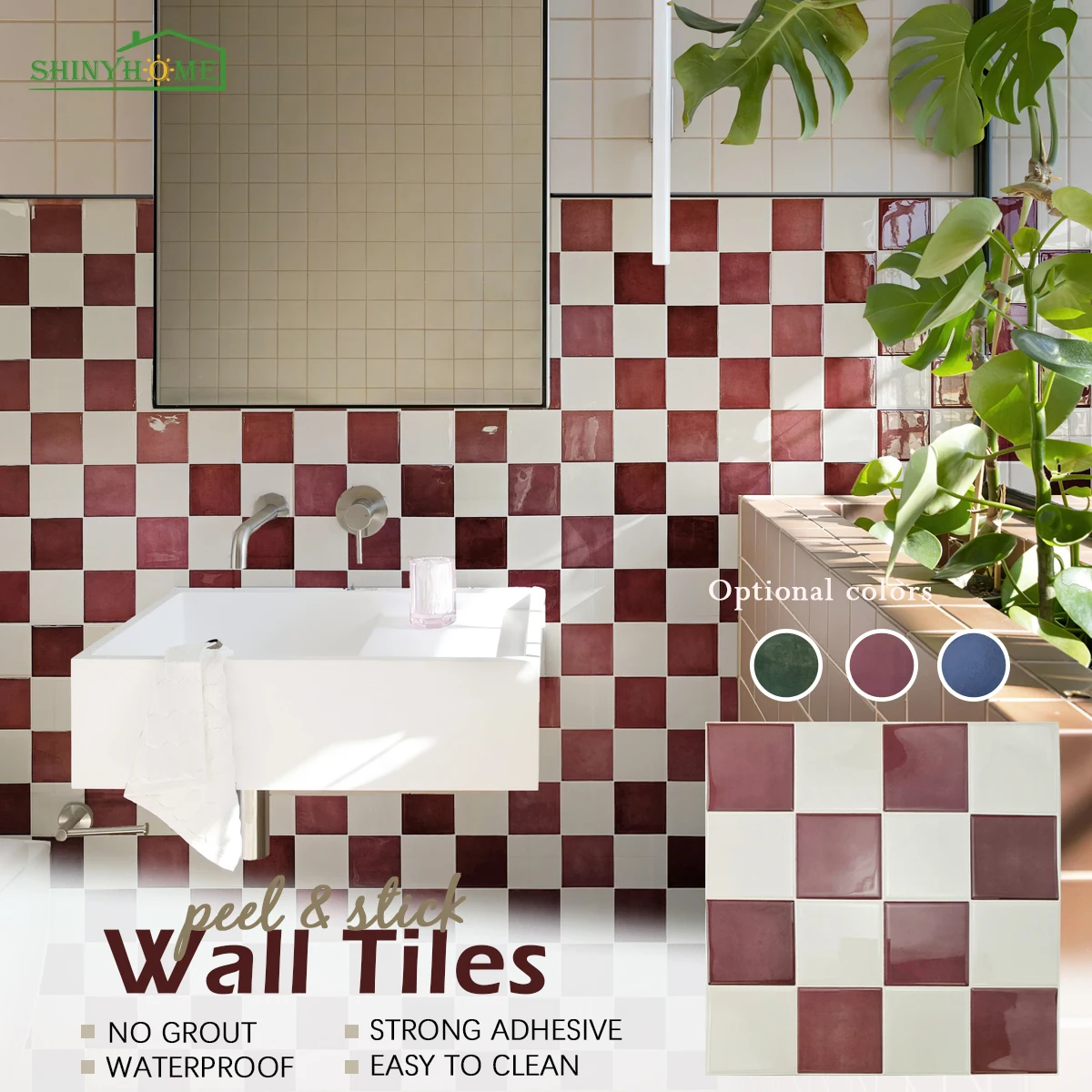 10/30 PC 3D-Mosaik-Stil, selbstklebende Wandfliesen, Küchenrückwand, geeignet für Küchenwanddekoration, quadratisch, 10,5 x 10,5 Zoll 3