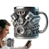 304 Edelstahl Einsatz Harz Bier Danegeld Tankard Kaffee Bierkrüge Tasse Wasserbecher Kaffeetasse V8 Motoren Edelstahl Tasse 2