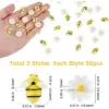 100 Stück Bienen-Blumen-Harz-Handwerk, niedliche Mini-3D-Hummel-Flatback-Ornamente für Schmuckherstellung, DIY-Gänseblümchen-Zubehör, Handydekoration 2