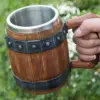 Biersteine Trinkbecher aus Edelstahl und Kunstharz, großes Fassungsvermögen, handgefertigt, antiker Herren-Fassbecher, Bierbecher für Jubiläen 1
