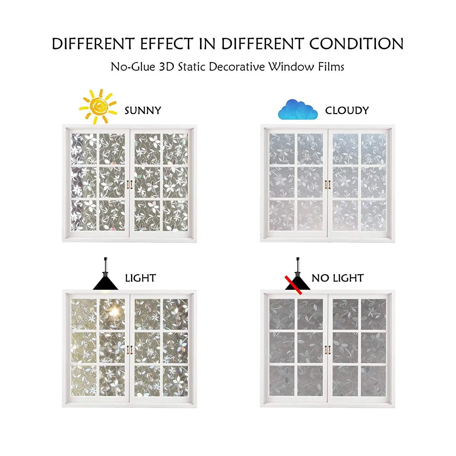 3D-Sichtschutz-Fensterfolie, dekorative Folie, statisch haftende Glasfolie, kein Kleber, Anti-UV-Fensteraufkleber, nicht klebend, für die Küche zu Hause 6