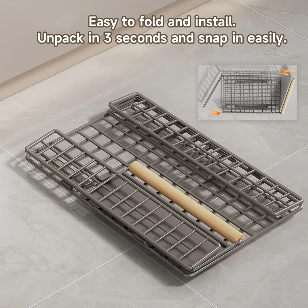 Ausziehbarer Metall-Aufbewahrungskorb Haushalts-Spülbecken-Aufbewahrungsregal Faltbarer, einziehbarer, verstellbarer Schiebeschrank mit Holzgriff 4