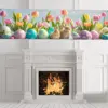 VIKAMA Oster-Tulpen-Wandteppich, niedlicher Hase, für den Außenbereich, Zaun, Garten, Festival-Dekoration, Hintergrund, Wanddekoration, Raumdekoration 5