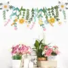 Blumenbanner „Happy Birthday“ Wildblumen-Girlande für modische Boho-Gartenhochzeiten, Geburtstage, Babypartys und florale Partydekoration