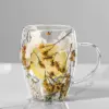 350 ml Kreative Doppel Wand Kaffee Becher Getrocknete Blume Füllstoff Glas Tasse Hohe Borosilikatglas Tasse Hitzebeständige Tee Kaffee becher 3