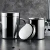 500ML Doppel Wand Anti Verbrühungen Kaffee Becher Isolierte Tragbare Edelstahl Trinken Tasse Trinkbecher Stahl Polieren Bier Tee saft 2
